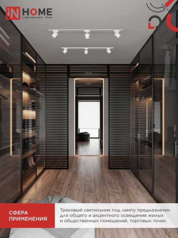 картинка Светильник трековый TR-SOFT-GX53 SB-BS-WH под GX53 дымчатый плафон, белый IN HOME