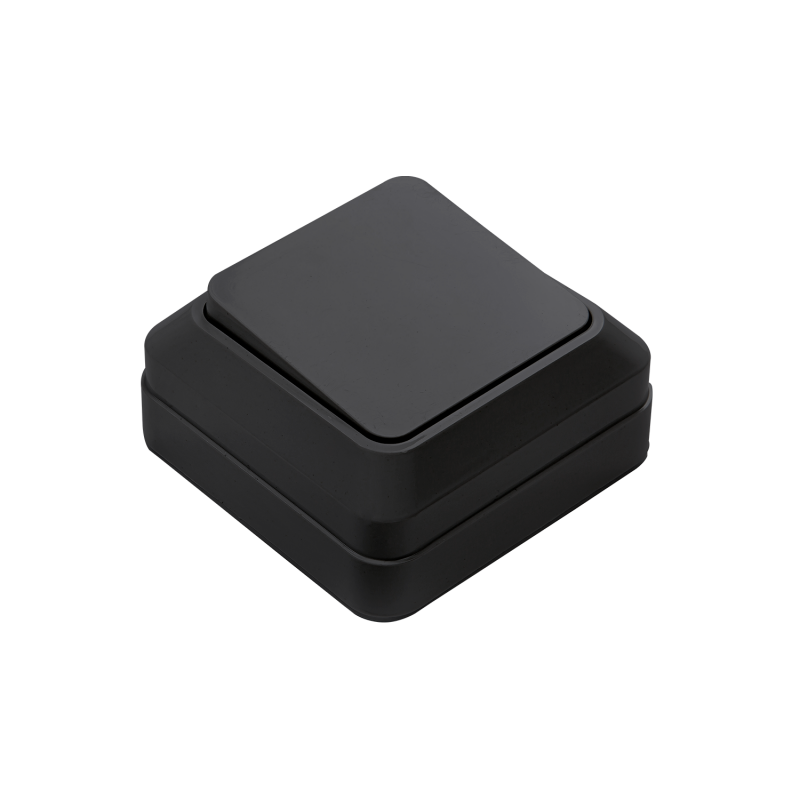 картинка Выключатель одноклавишный BOLLETO черный накладной 7021B IN HOME