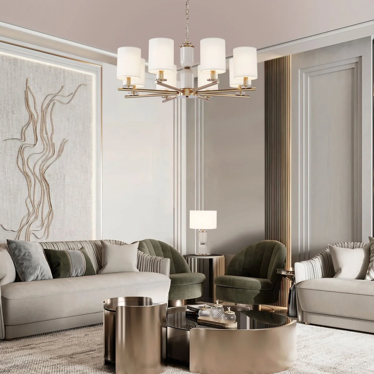 картинка Умная подвесная люстра 60146/8 латунь