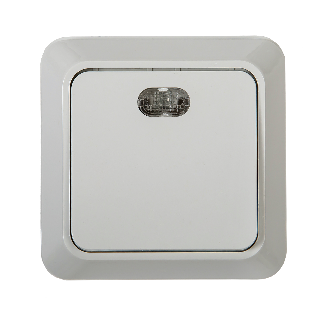 картинка Выключатель одноклавишный с подсветкой BOLLETO белый накладной 7121 IN HOME