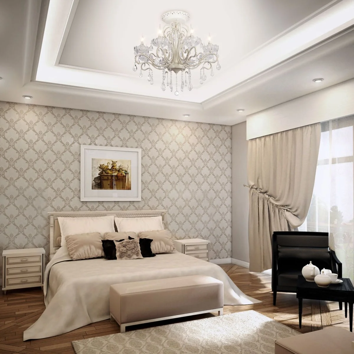 картинка Потолочная люстра с хрусталем 12205/8 белый