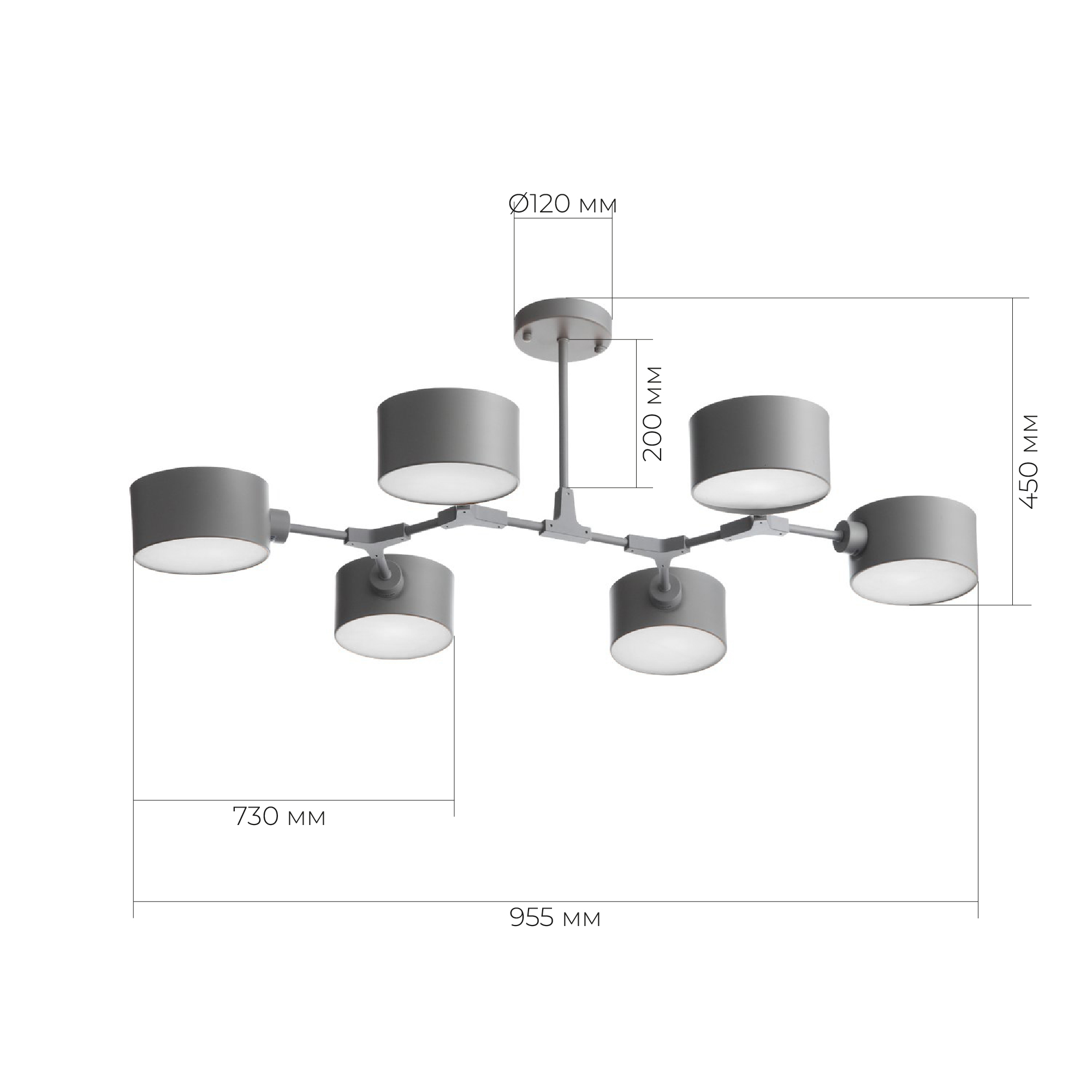 картинка SLE183702-06 Светильник потолочный Серый/Серый E14 6*60W