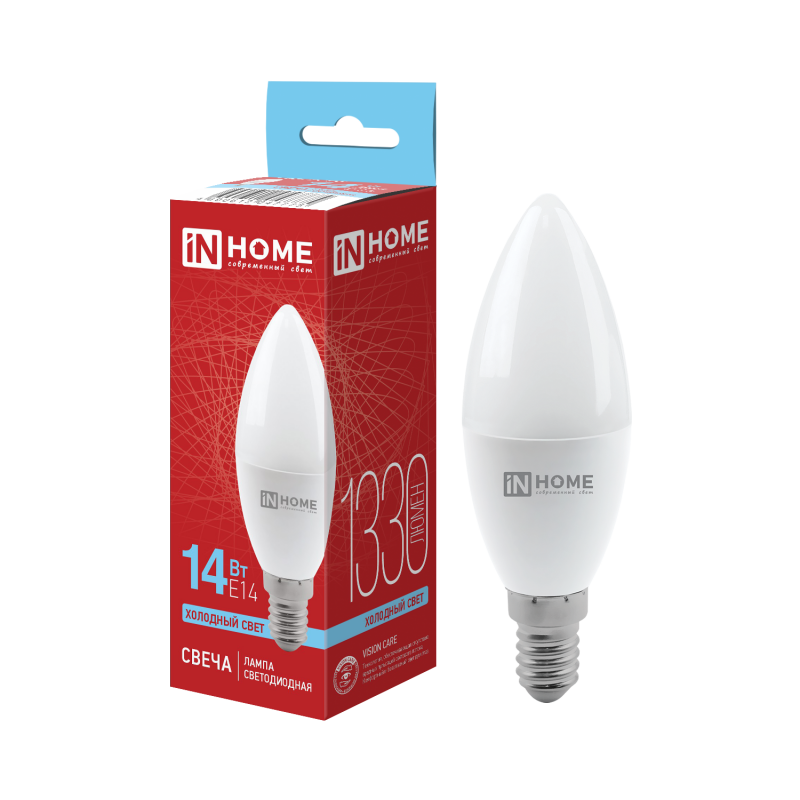 картинка Лампа светодиодная LED-СВЕЧА-VC 14Вт 230В E14 6500K 1330Лм IN HOME
