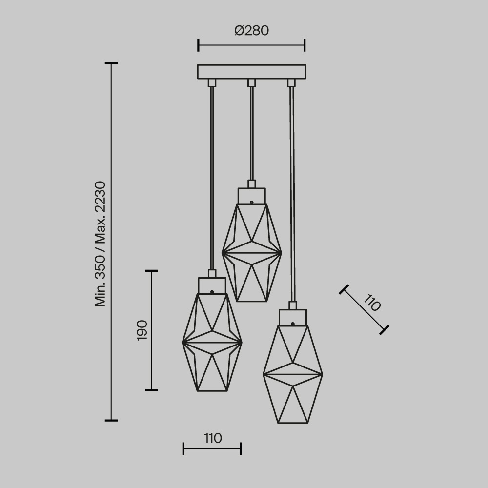 картинка Подвесной светильник Maytoni MOD325PL-03G