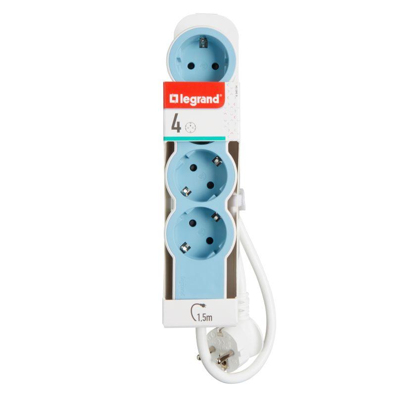 картинка Удлинитель 4х1.5м 16А IP20 Стандарт 4х2P+E бел./голуб. Leg 694554