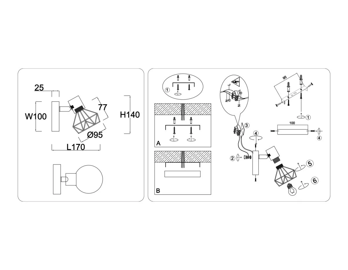 картинка Настенно-потолочный спот в стиле лофт TR8655