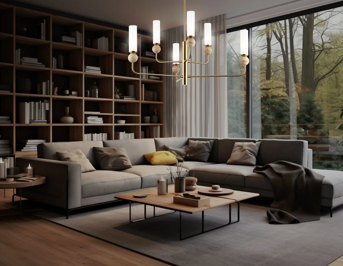 картинка Люстра на штанге с мрамором LH53251