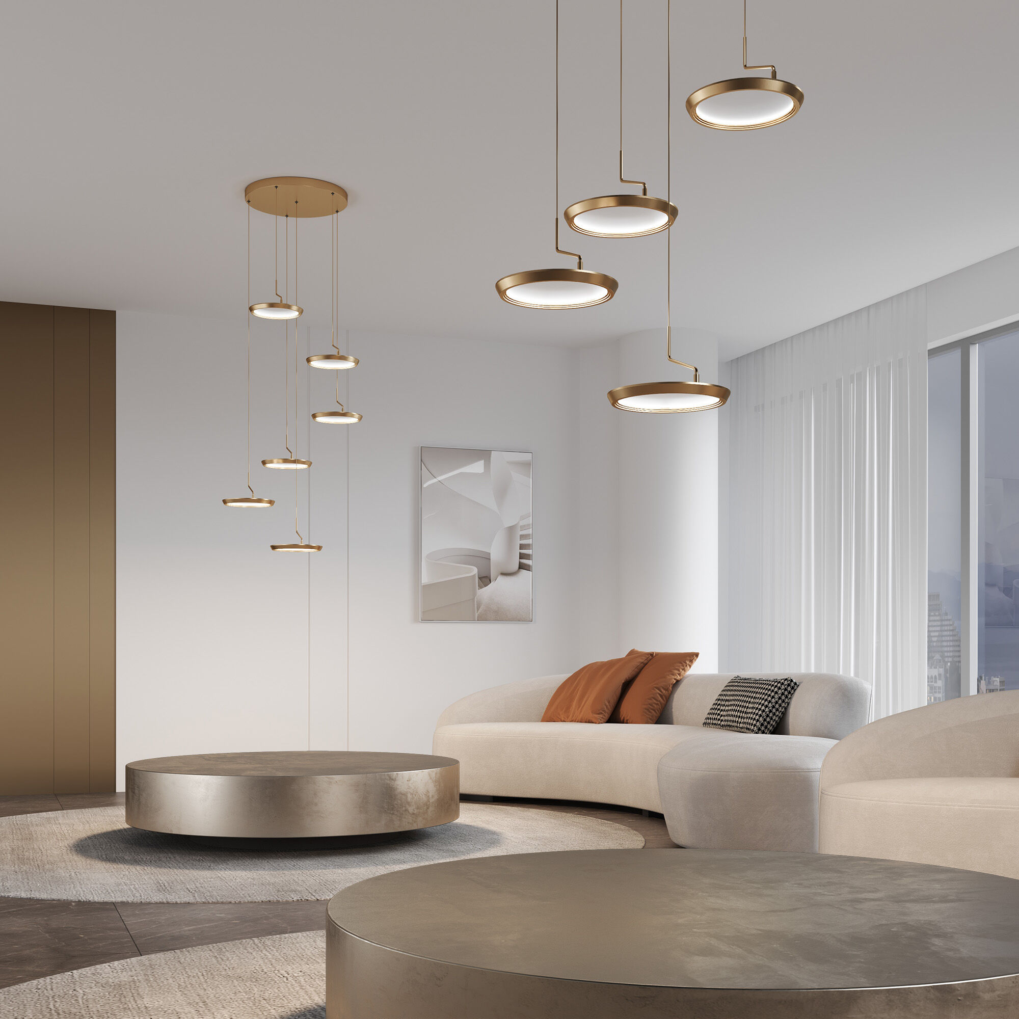 картинка Подвесной светодиодный светильник 90034/6 золото