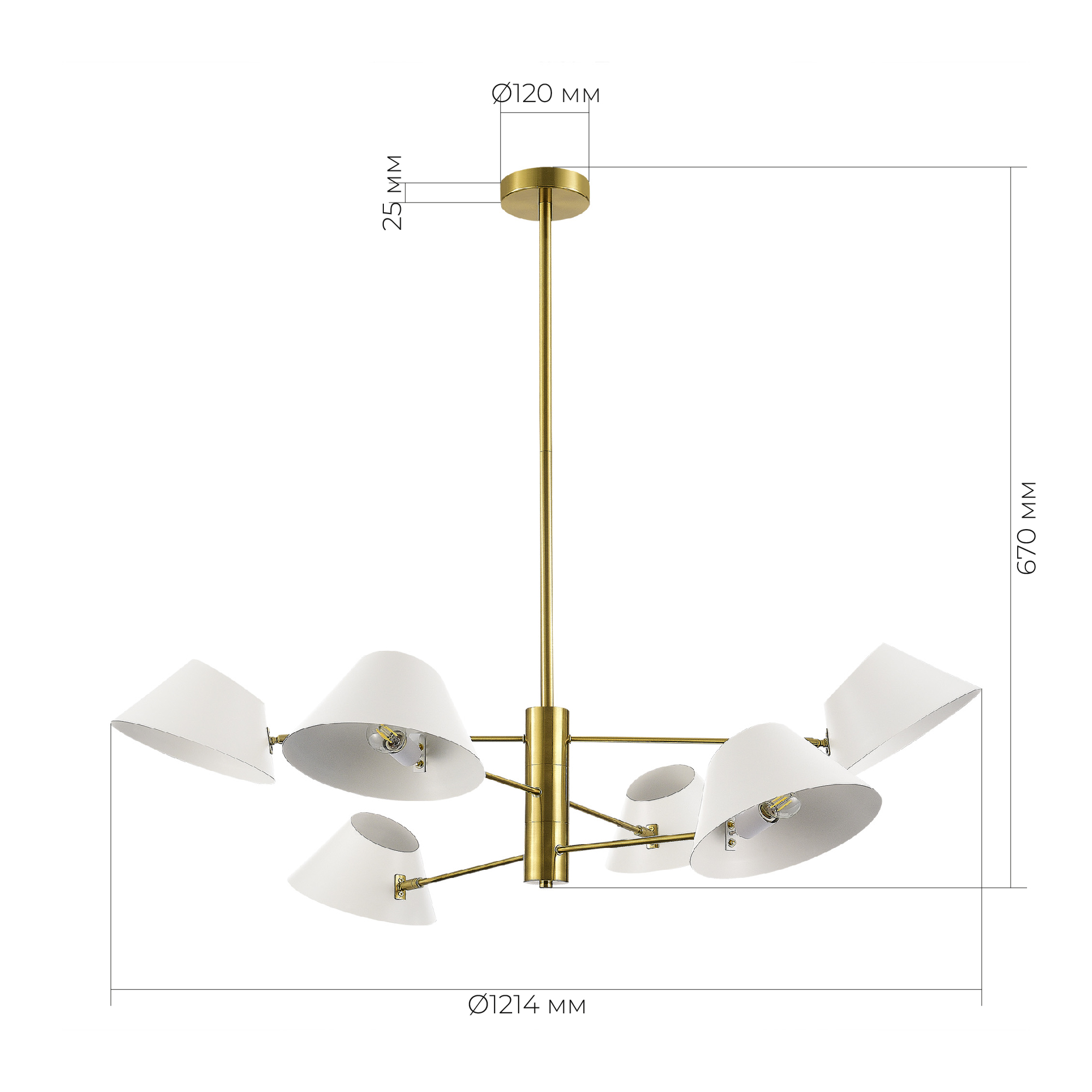картинка SLE1253-353-06 Светильник подвесной Латунь/Белый E14 6*60W