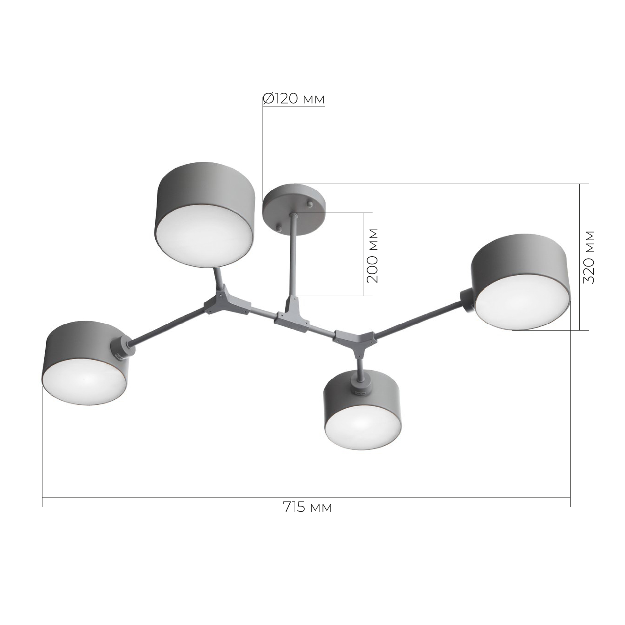 картинка SLE183702-04 Светильник потолочный Серый/Серый E14 4*60W