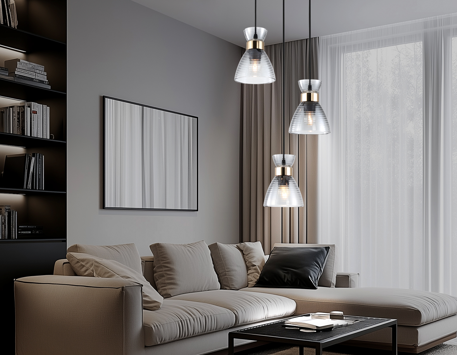 картинка Светильник подвесной со стеклянными плафонами