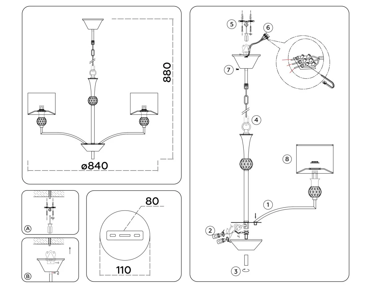 картинка Подвесная люстра с абажурами и хрусталем LH71123
