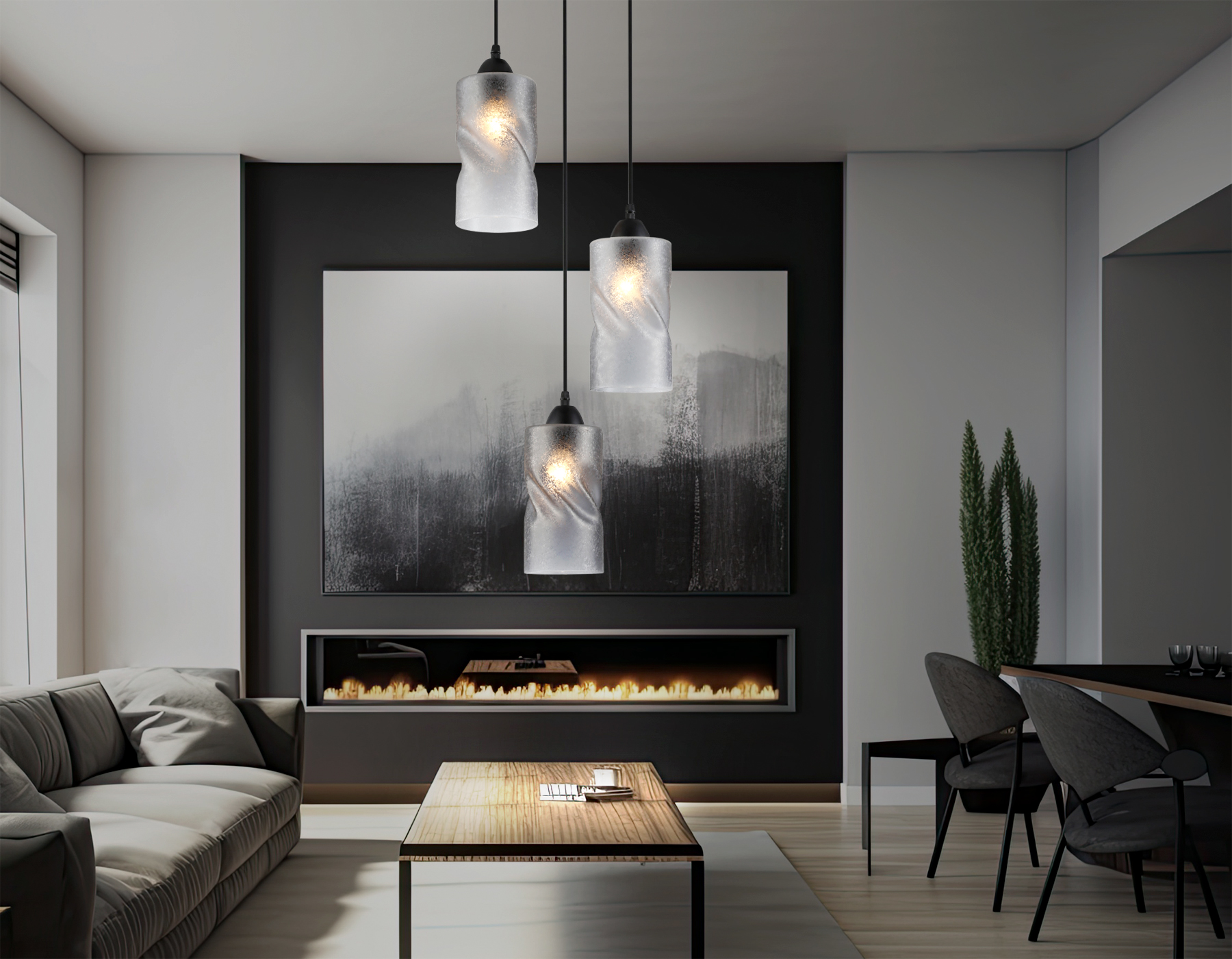 картинка Светильник подвесной со стеклянными плафонами