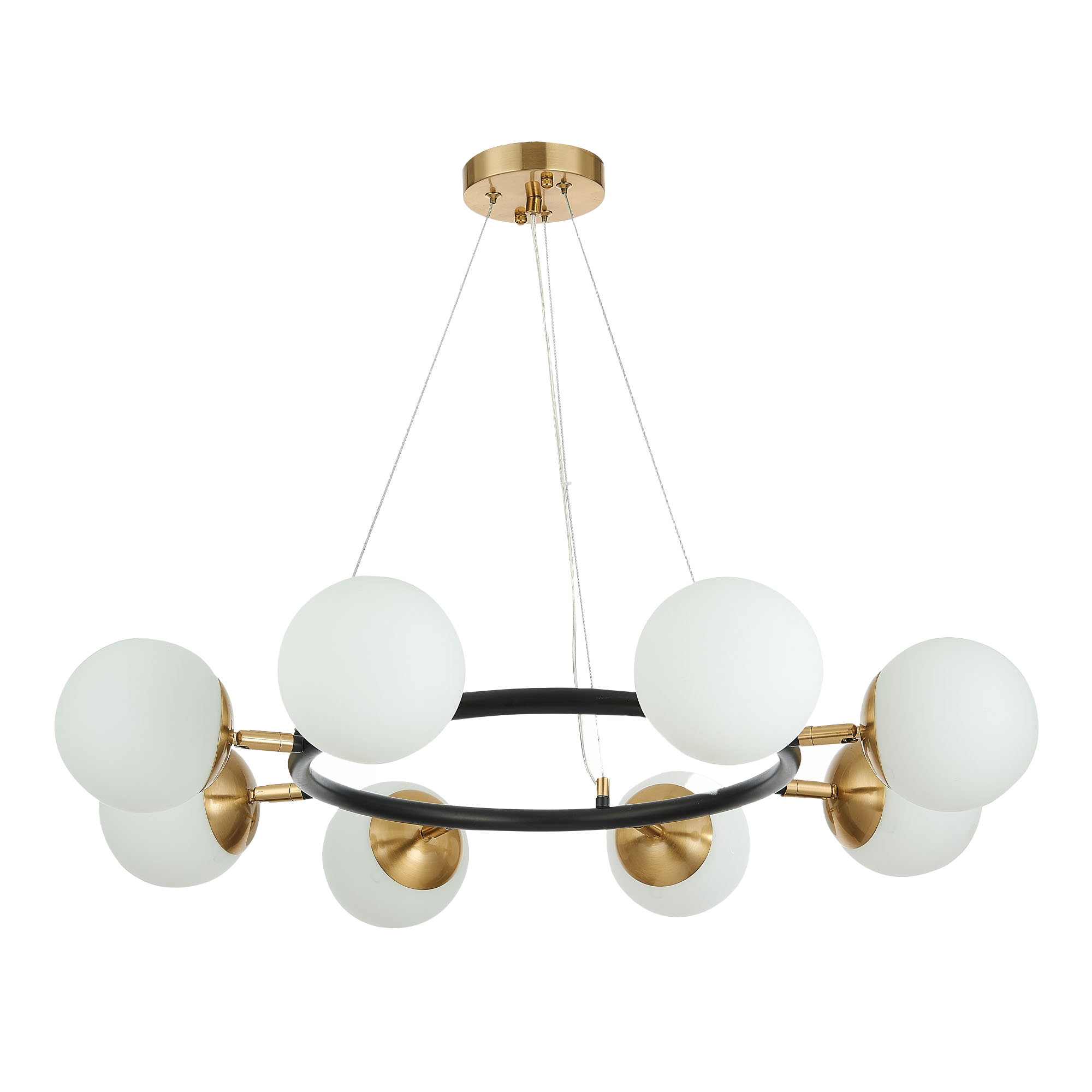 картинка SLE220403-08 Светильник подвесной Черный, Латунь/Белый E27 8*60W