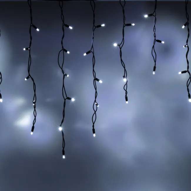 картинка Светодиодная бахрома 3х0.6м, статика, черный провод РЕЗИНА, белая