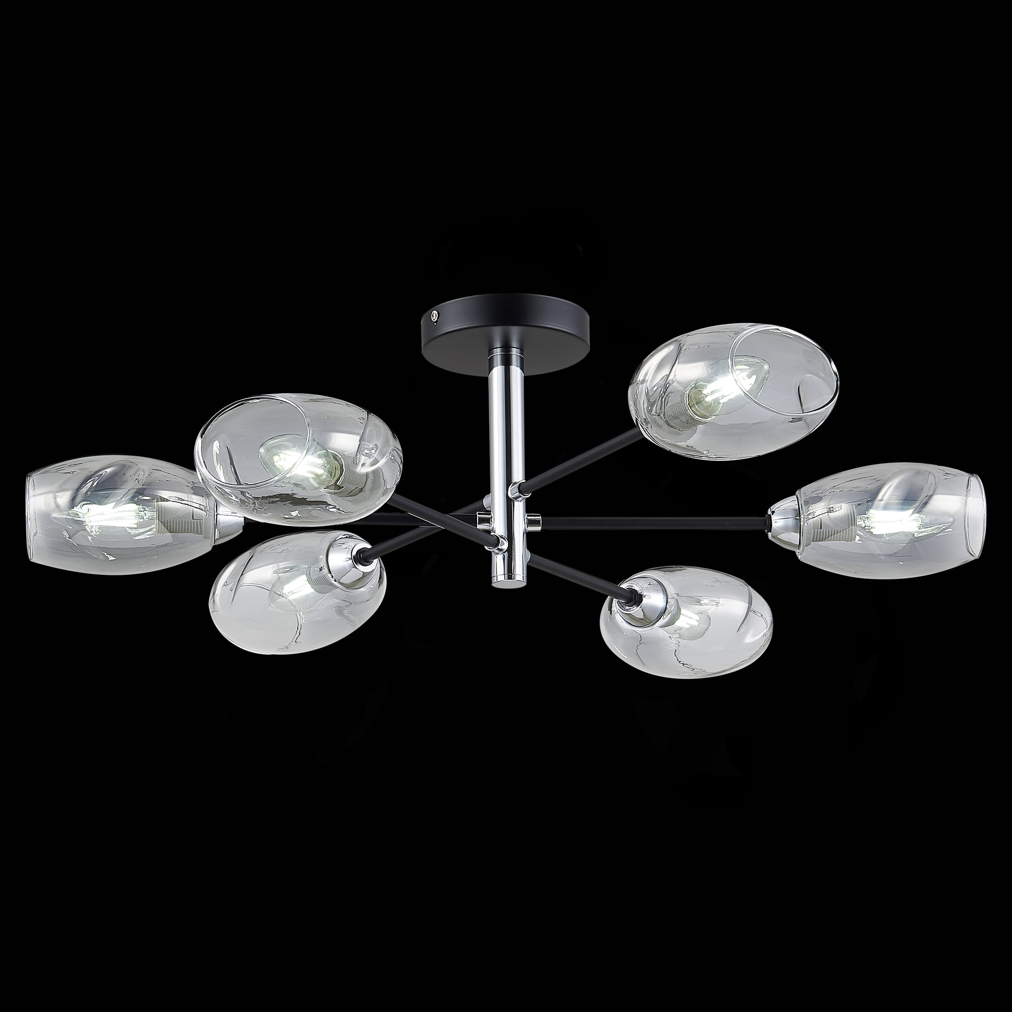 картинка SLE155512-06 Светильник потолочный Черный, Хром/Дымчатый E14 6*40W