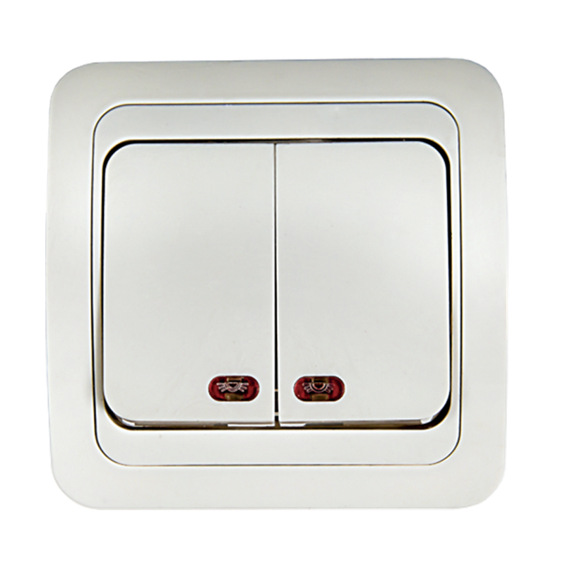 картинка Выключатель двухклавишный с подсветкой CLASSICO белый 2123 IN HOME