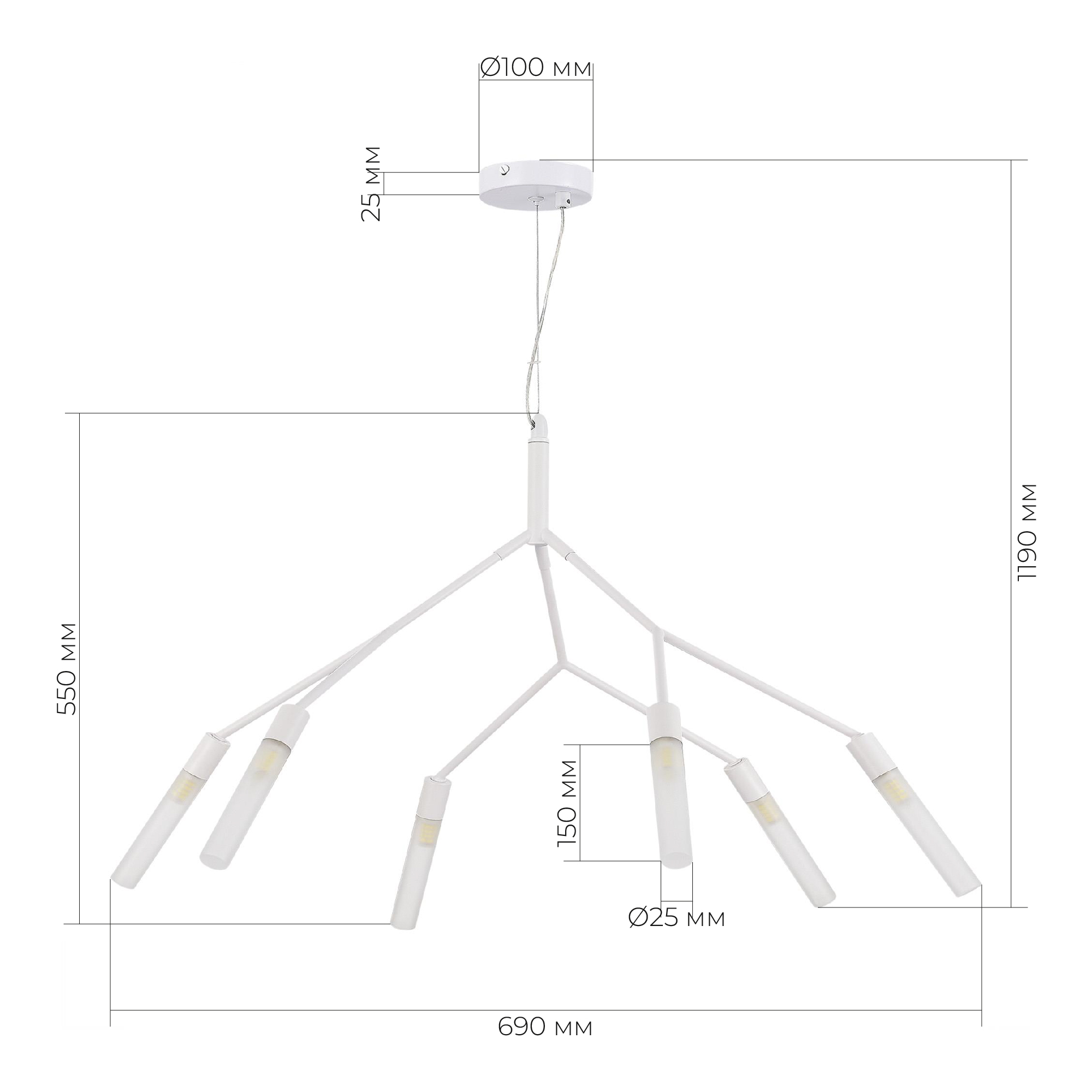 картинка SLE1129-503-06 Светильник подвесной Белый/Белый G9 6*5W