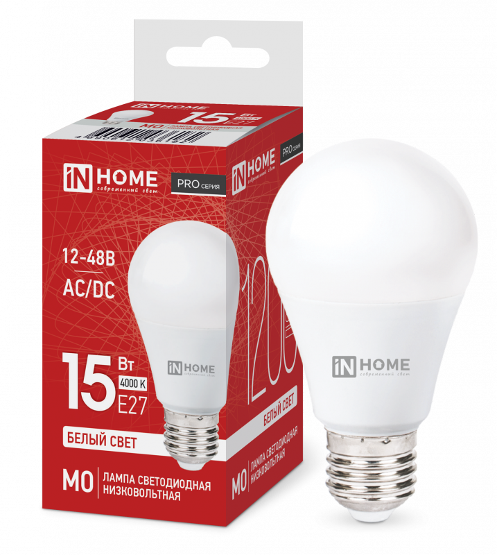 картинка Лампа светодиодная низковольтная LED-MO-PRO 15Вт 12-48В Е27 4000К 1200Лм IN HOME