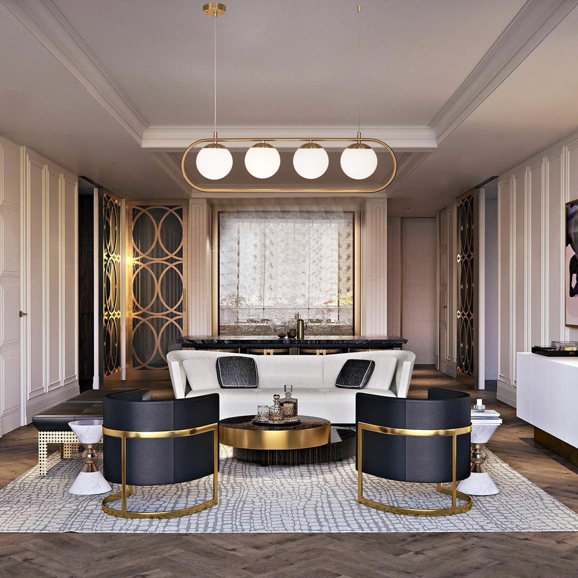 картинка Подвесной светильник со стеклянными плафонами 50089/4 золото