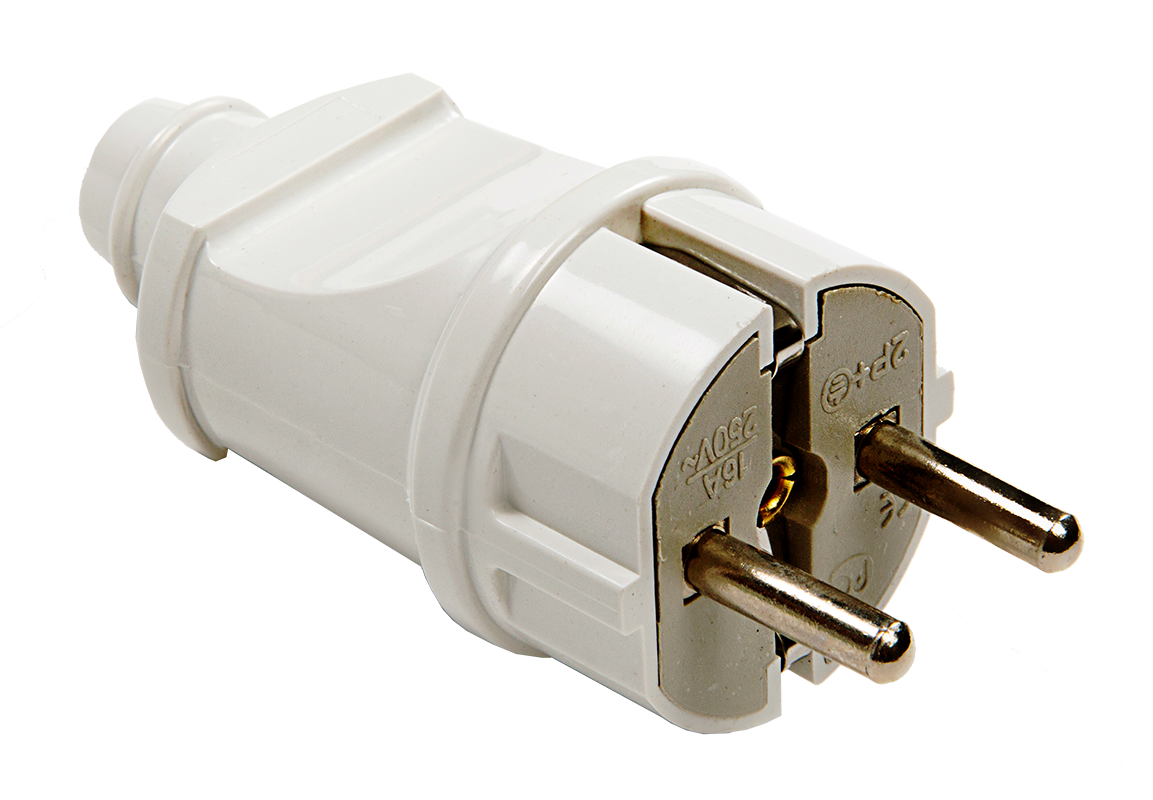 картинка Вилка прямая с заземлением 16А белая 4140 IN HOME