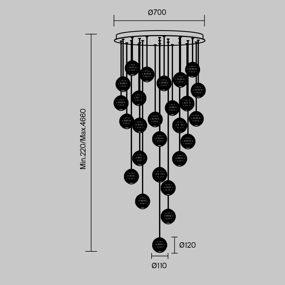 картинка Подвесной светильник Maytoni MOD293PL-L140BS3K