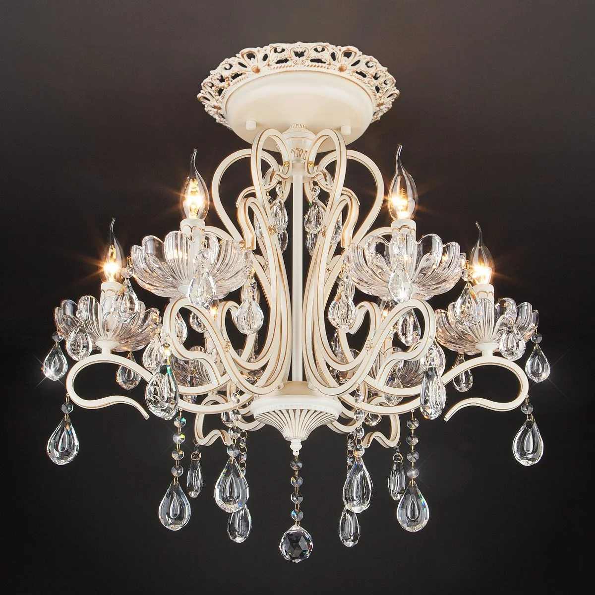 картинка Потолочная люстра с хрустальным декором 12205/6 белый