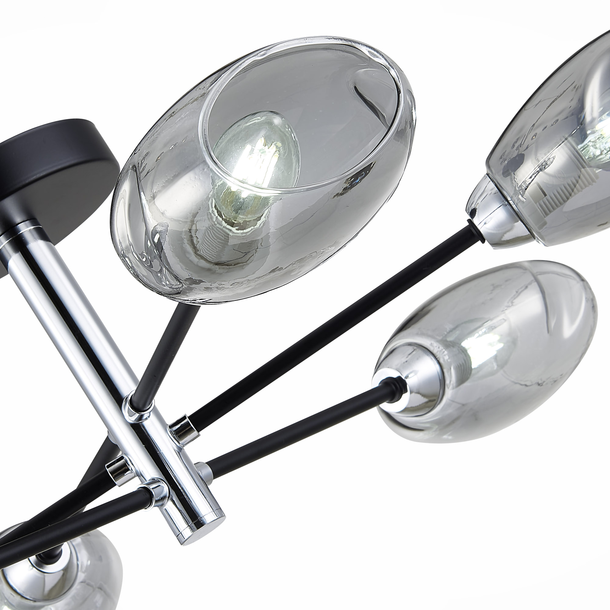 картинка SLE155512-06 Светильник потолочный Черный, Хром/Дымчатый E14 6*40W