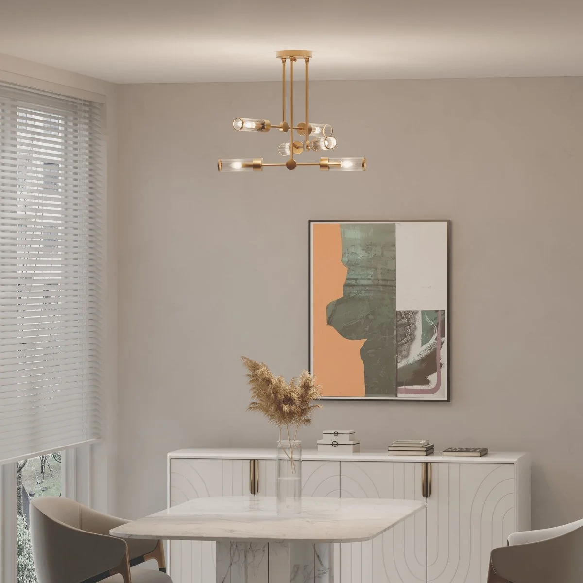 картинка Умный потолочный светильник со стеклянными плафонами 60166/6 латунь