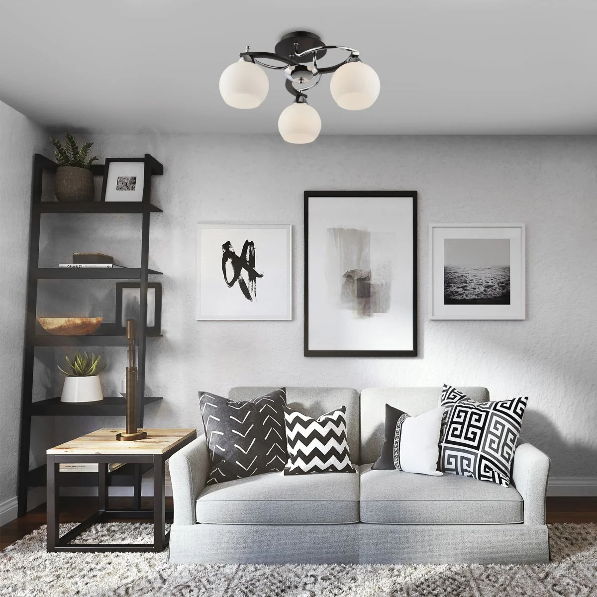 картинка Люстра потолочная 9654/3 хром/черный