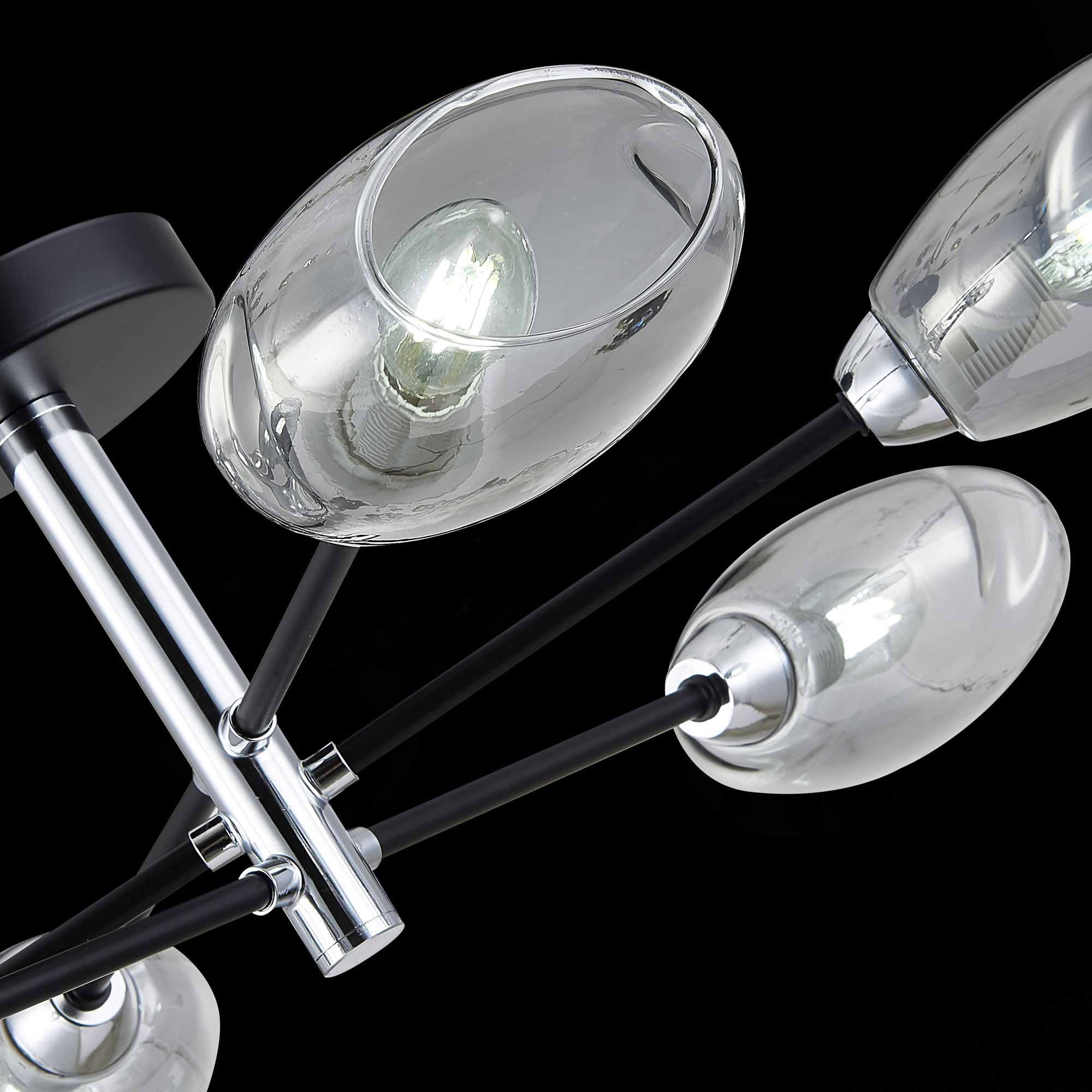 картинка SLE155512-06 Светильник потолочный Черный, Хром/Дымчатый E14 6*40W