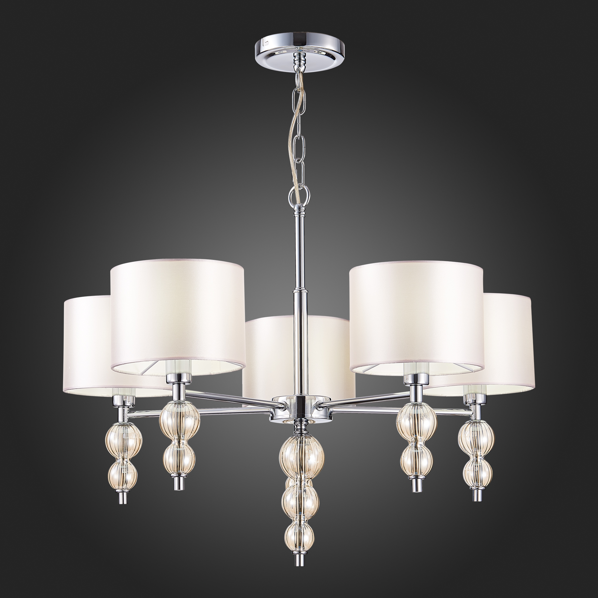 картинка SLE105703-05 Светильник подвесной Хром/Светло-бежевый E14 5*40W