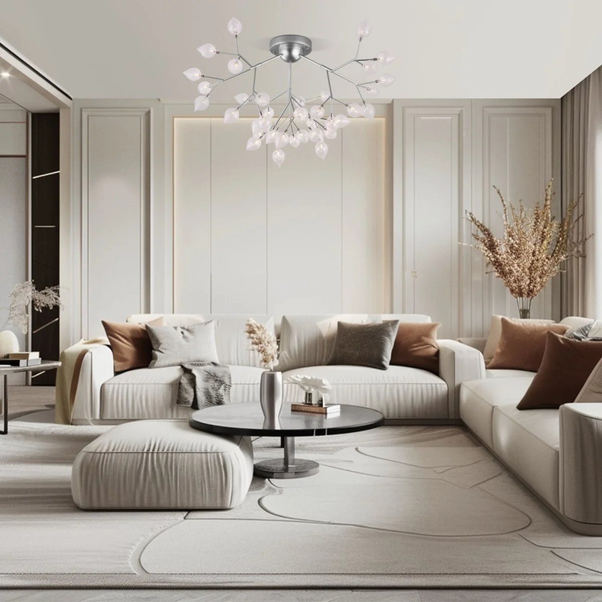 картинка Умная потолочная люстра серебряного цвета 548 Smart