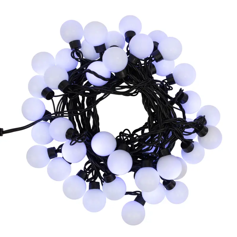 картинка Гирлянда светодиодная Мультишарики Ø38мм 10м 40 LED БЕЛЫЙ черный ПВХ IP 65 постоянное свечение 230В нужен блок 303-500 NEON-NIGHT