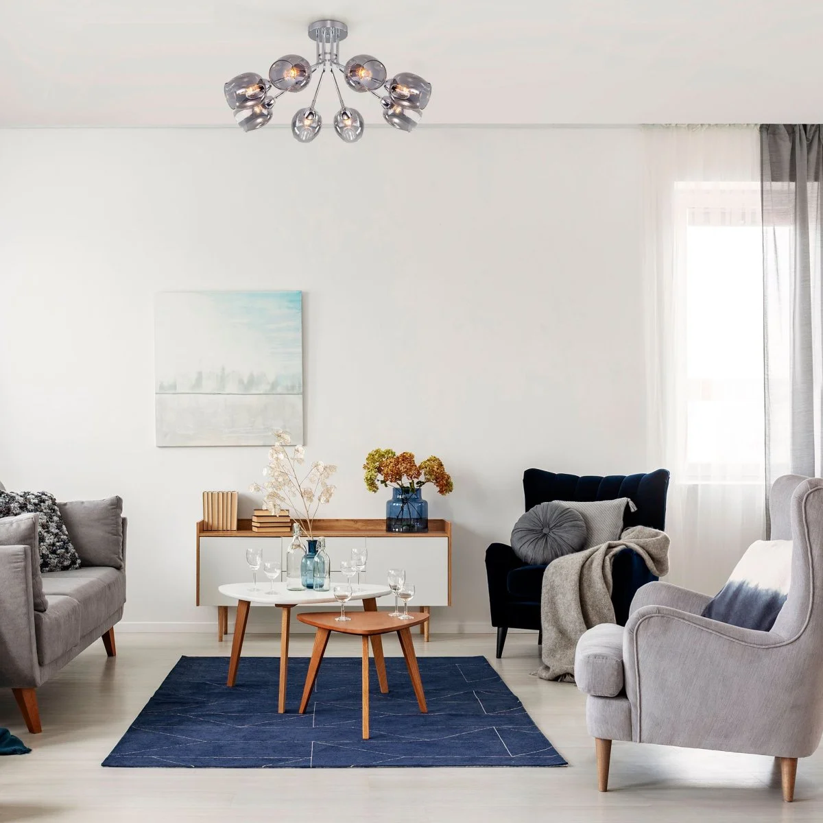 картинка Потолочная люстра со стеклянными плафонами 30164/8 хром