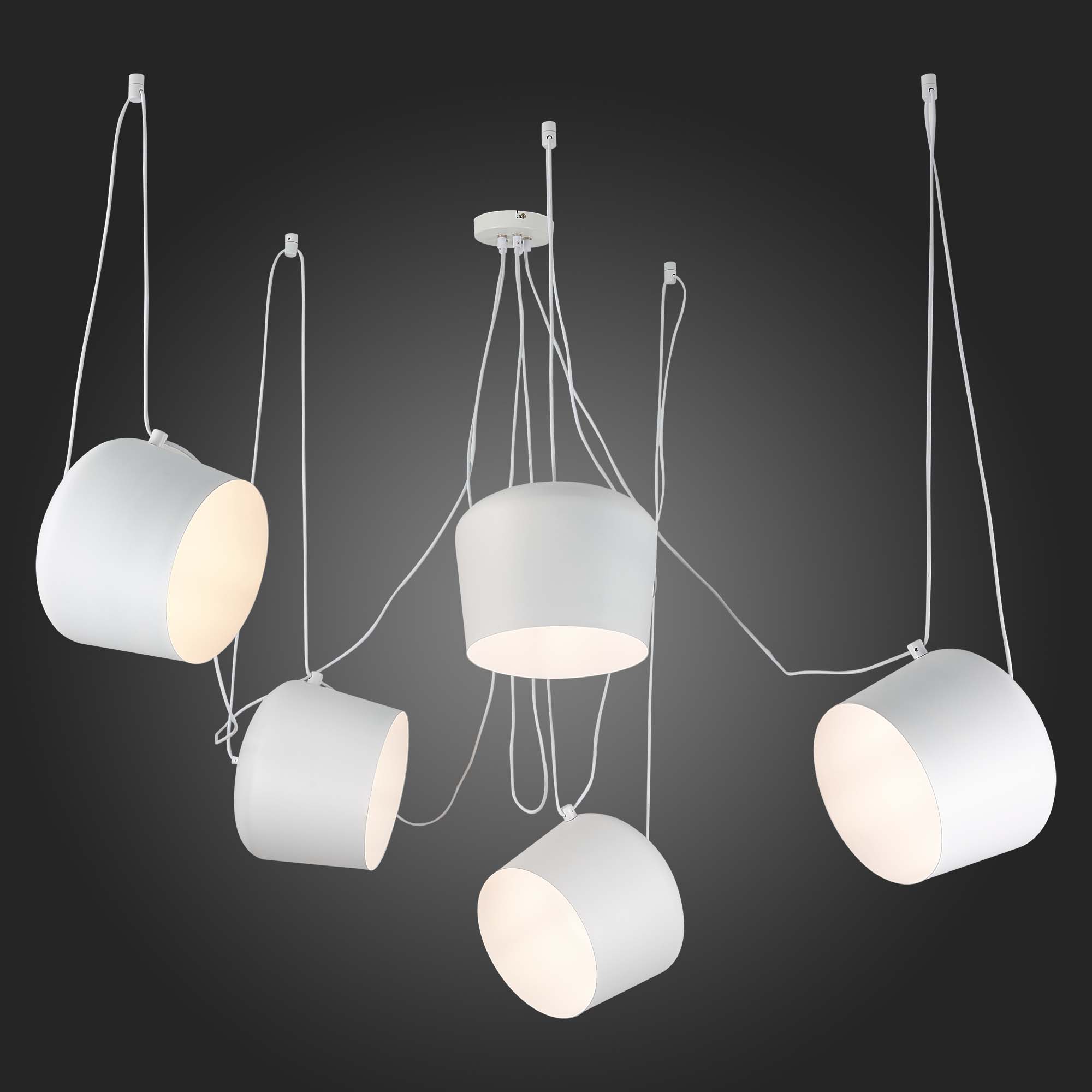 картинка SLE120653-05 Светильник подвесной Белый/Белый E27 5*40W