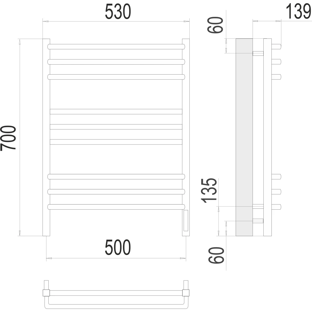 картинка Полотенцесушитель электрический TERMINUS  Соренто sensor quick touch П9 500х700, арт.4670078531490