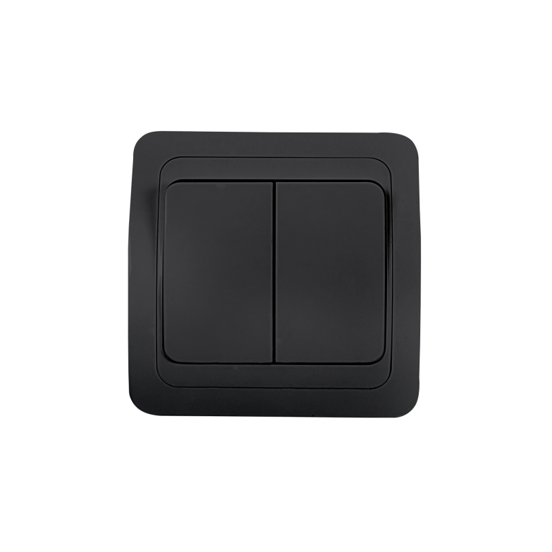 картинка Выключатель двухклавишный CLASSICO черный 2023B IN HOME