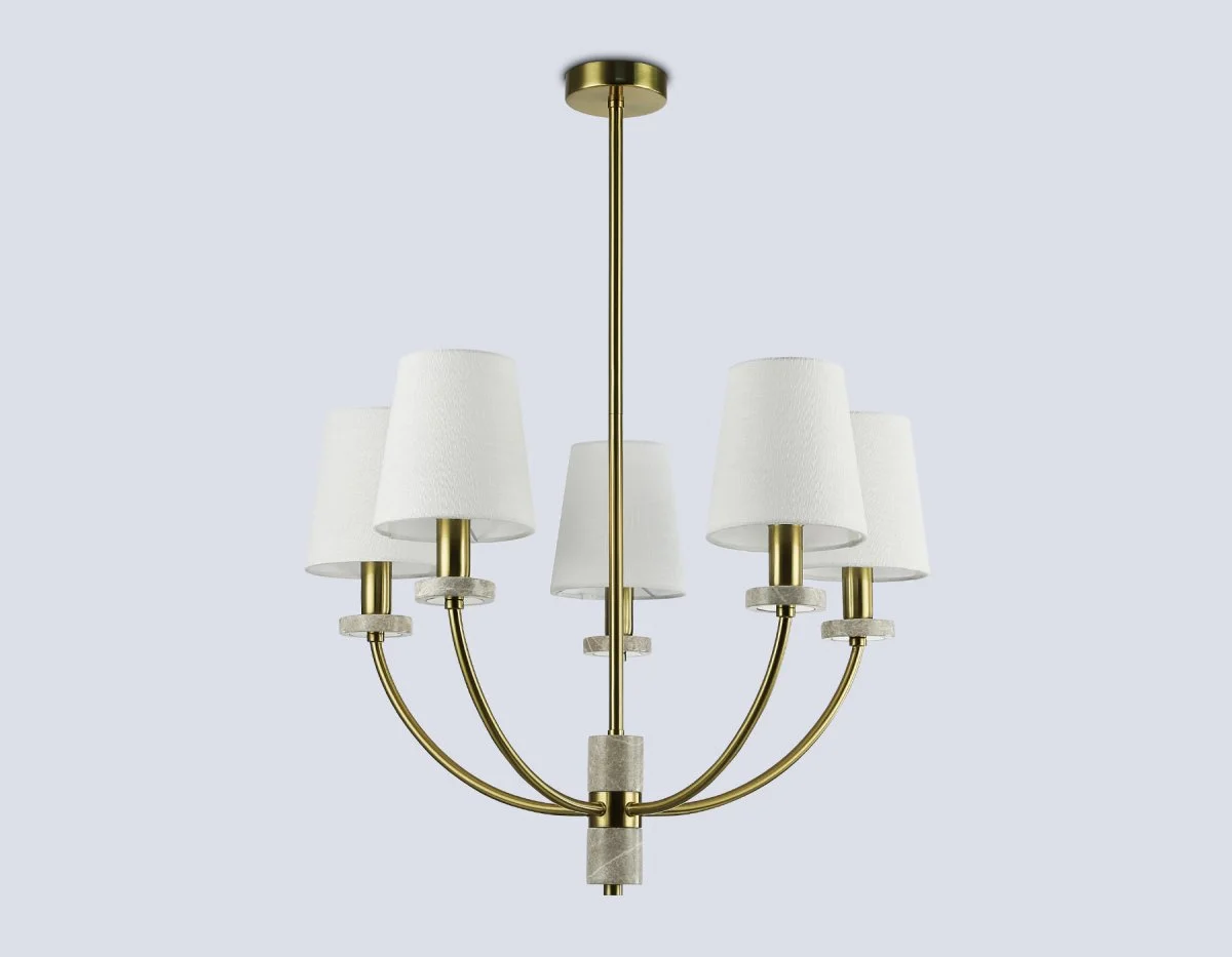 картинка Люстра на штанге с абажурами и мрамором LH75351