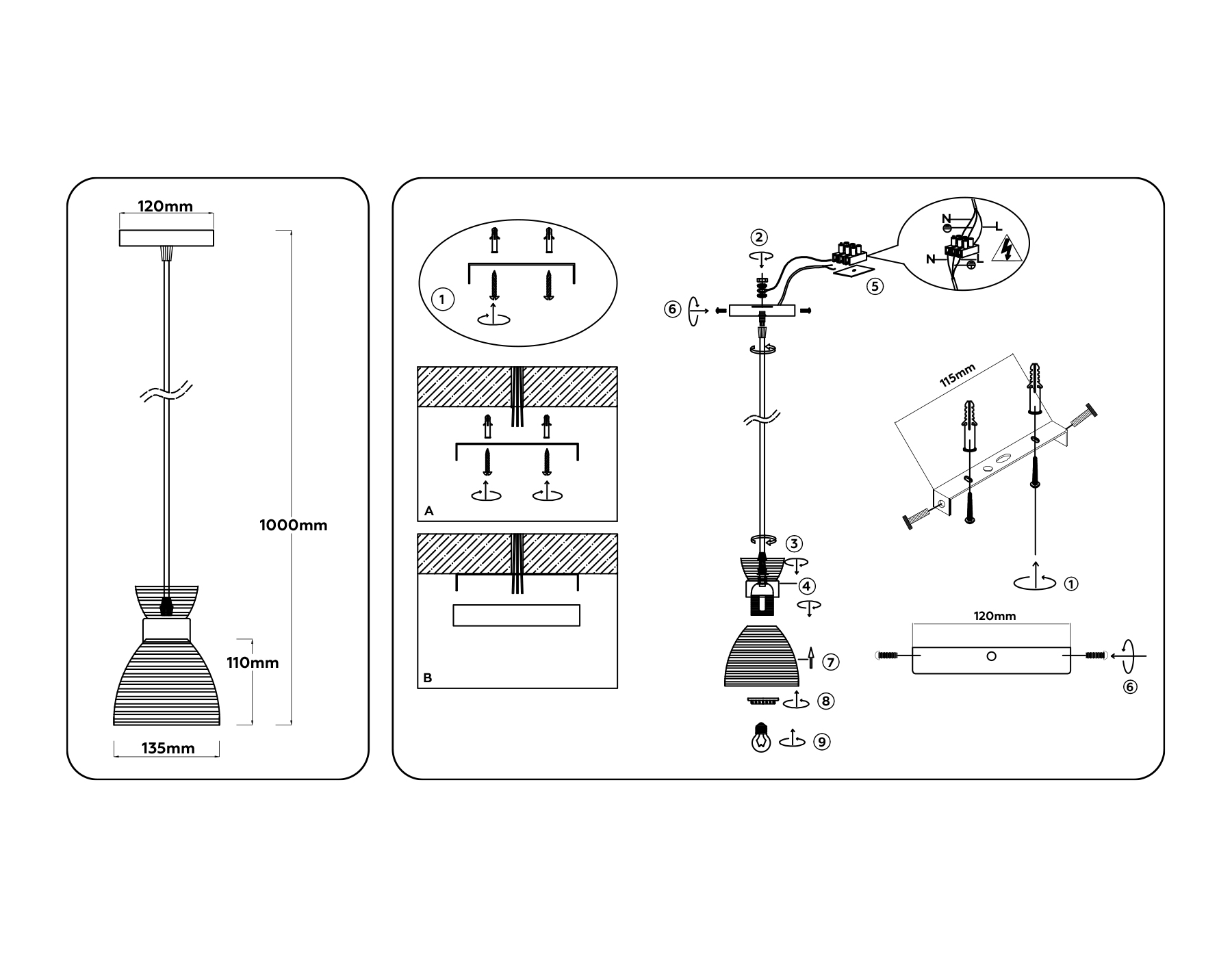 картинка Светильник подвесной со стеклянным плафоном