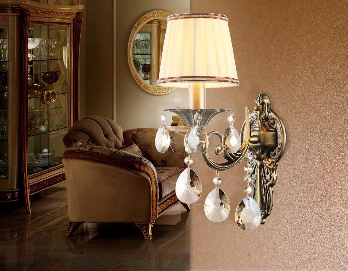 картинка Настенный светильник с абажуром и хрусталем TR4578