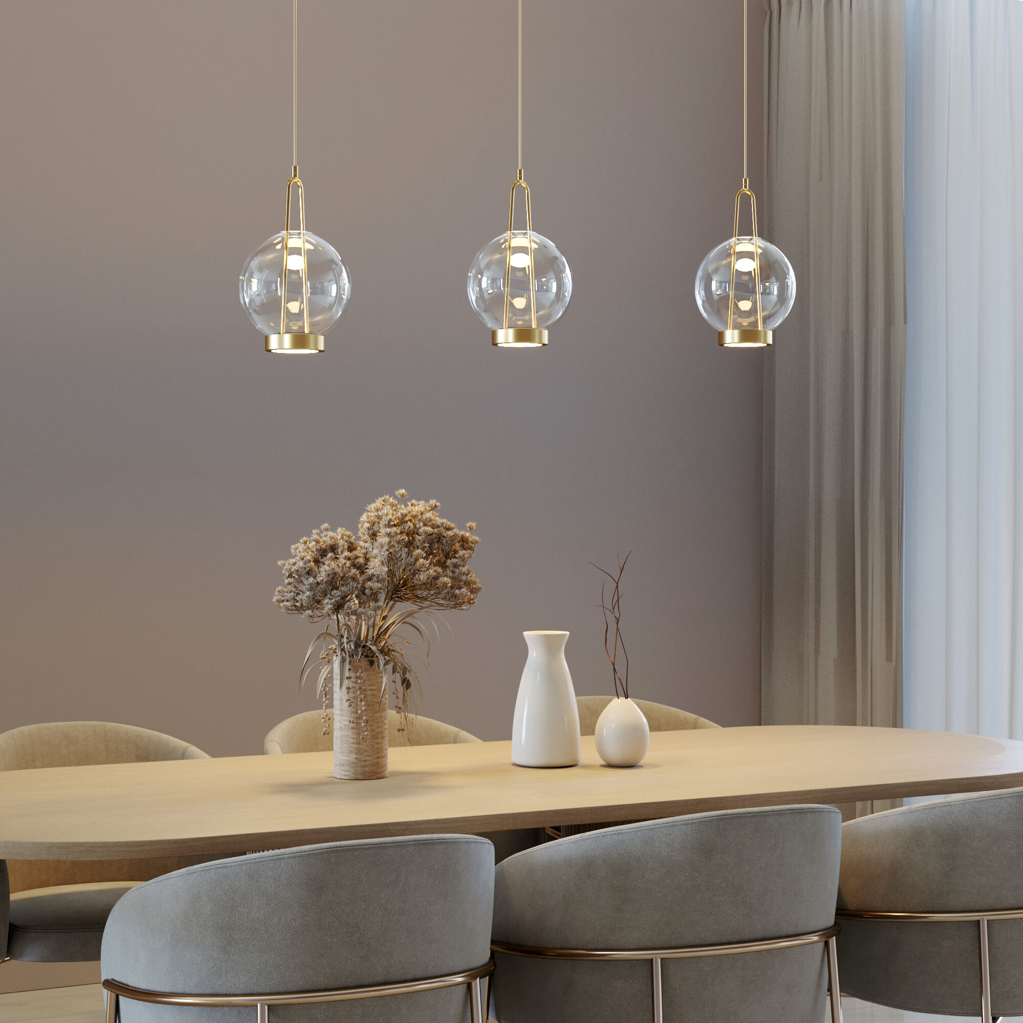 картинка Подвесной светодиодный светильник со стеклянным плафоном 50267/1 LED латунь