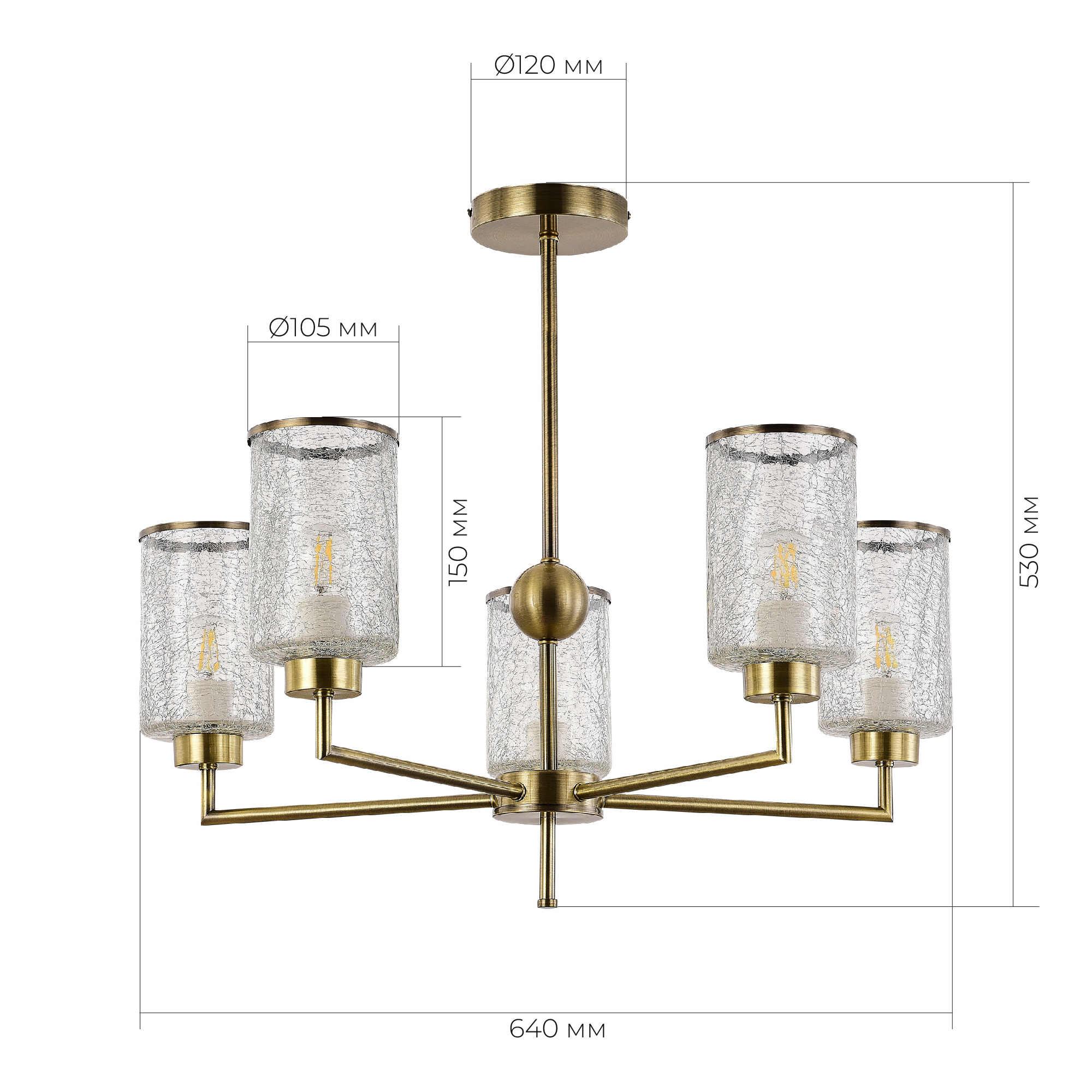 картинка SLE1046-302-05 Светильник потолочный Бронза/Прозрачный E27 5*60W