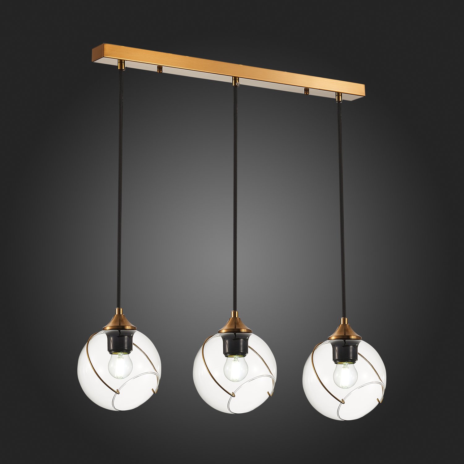 картинка SLE103103-03 Светильник подвесной Золотистый/Прозрачный E27 3*60W