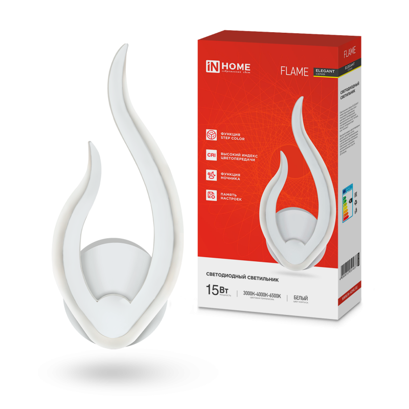 картинка Светильник светодиодный ELEGANT FLAME 15Вт 230В 3000-6500K 1200Лм STEP COLOR белый IN HOME