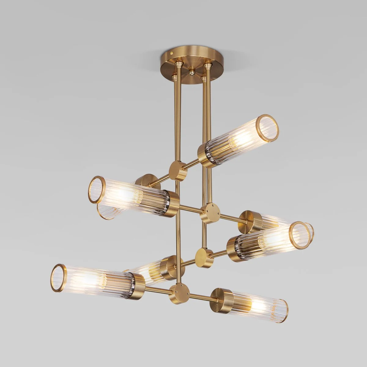 картинка Умный потолочный светильник со стеклянными плафонами 60166/8 латунь