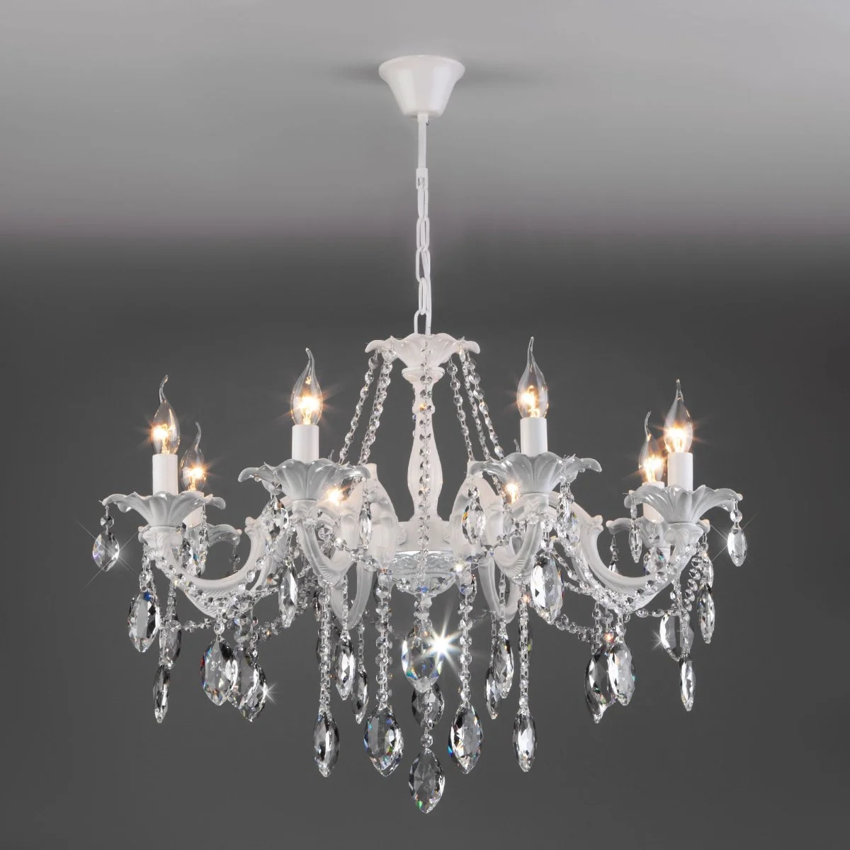 картинка Подвесная люстра с хрусталем 10108/8 белый/прозрачный хрусталь Strotskis