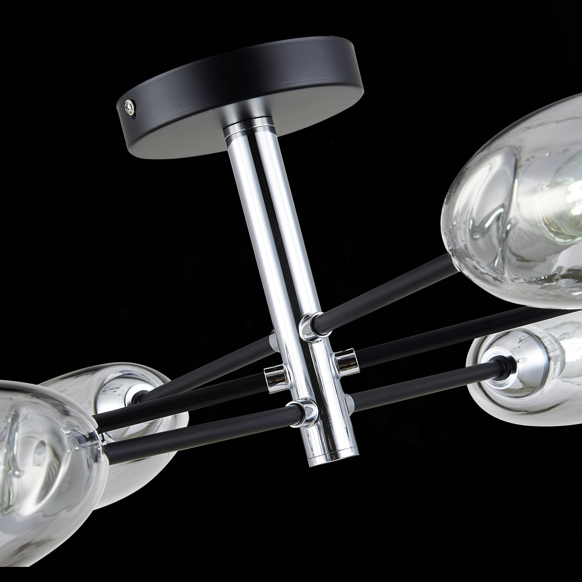 картинка SLE155512-06 Светильник потолочный Черный, Хром/Дымчатый E14 6*40W