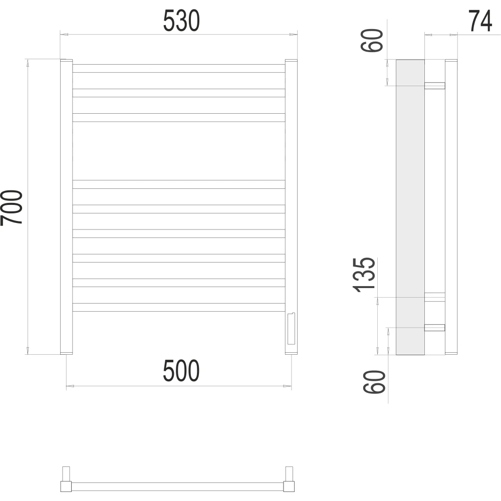 картинка Полотенцесушитель электрический TERMINUS  Ватикан sensor quick touch П9 500х700, арт.4670078526229