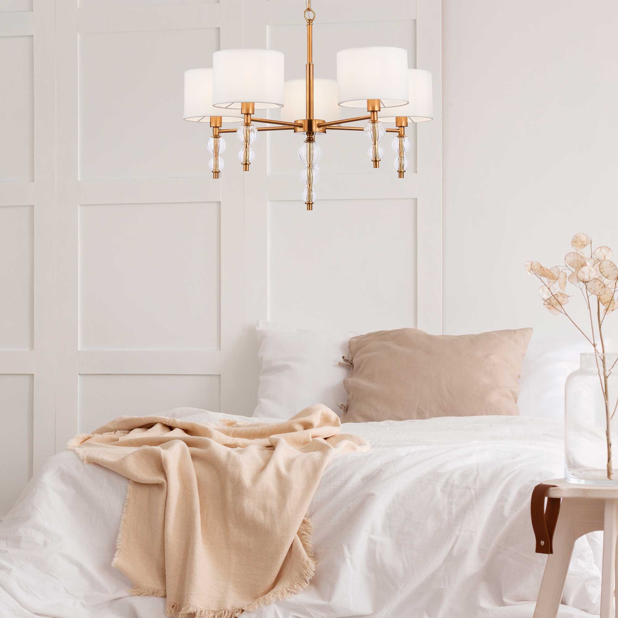 картинка SLE105703-07 Светильник подвесной Хром/Светло-бежевый E14 7*40W